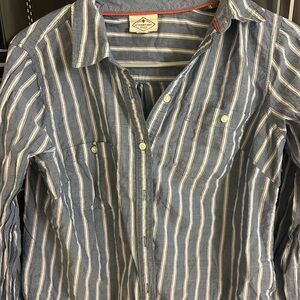 Blue Striped Button-Up Shirt